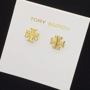 Tory Burch Gold Classic Logo Stud Earrings